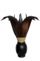 Preview: Exotische Palmblatt Tischlampe Teakholz dunkelbraun H: 60cm