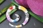 Preview: Fake Piercing Spirale aus Holz weiß bunt mit Blütenmuster 3,5cm