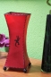 Preview: Exotische Tischlampe Leder mit Gecko-Motiv rot 30cm
