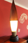 Preview: Tischlampe Tischleuchte exotisch Palmblatt dunkelbraun Leder Holz & Sisal H: 65cm