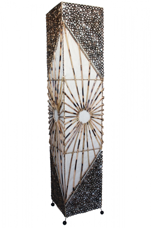 Stilvolle Bodenlampe aus Bambus und Textil 150cm