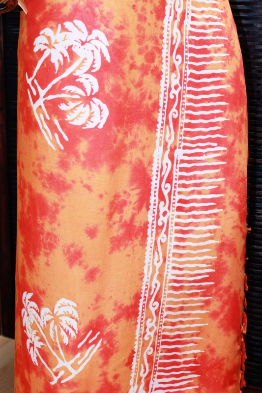 Farbenfroher Sarong orange mit Palmenmotiv 160 x 120 cm