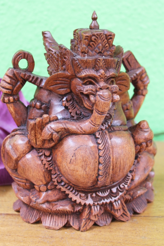 Edle Holzfigur Schnitzfigur Ganesha 17 cm