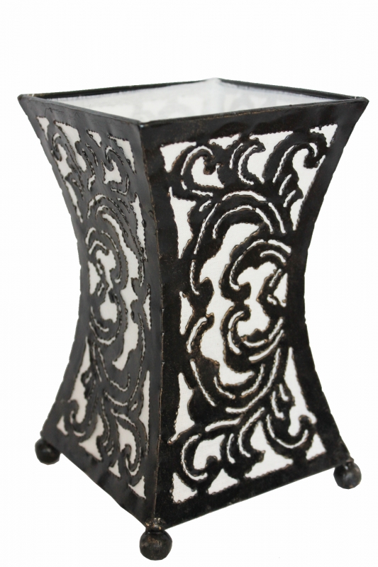 Effektvolle Tischlampe aus Metall und Textil schwarz, weiß 21 cm