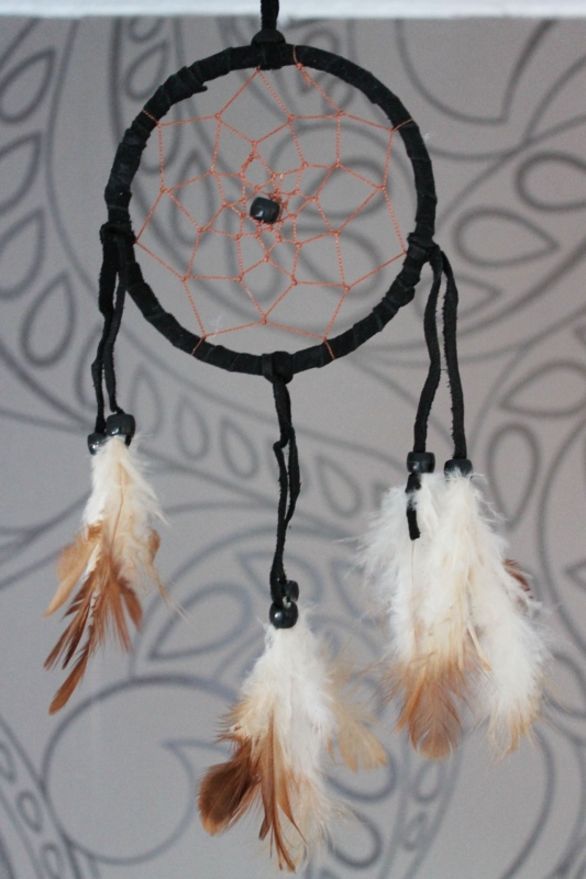 Farbenfroher Dreamcatcher Traumfänger schwarz 29 cm Länge