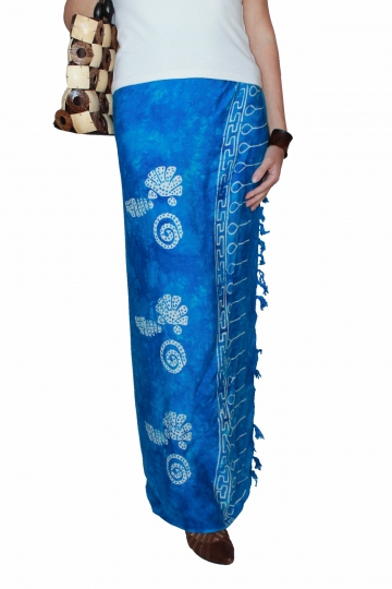 Farbenfroher Sarong blau mit Muschelmotiv 160 x 120 cm