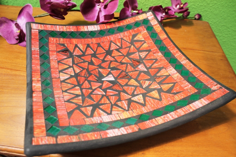 Dekorative Schale aus Terrakotta und Glasmosaik - 30 cm