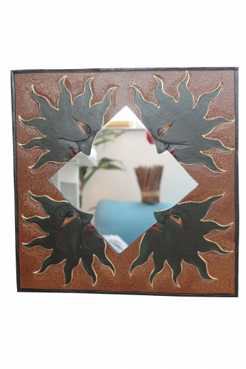 Origineller Spiegel "4 Sonnen" 40cm x 40cm
