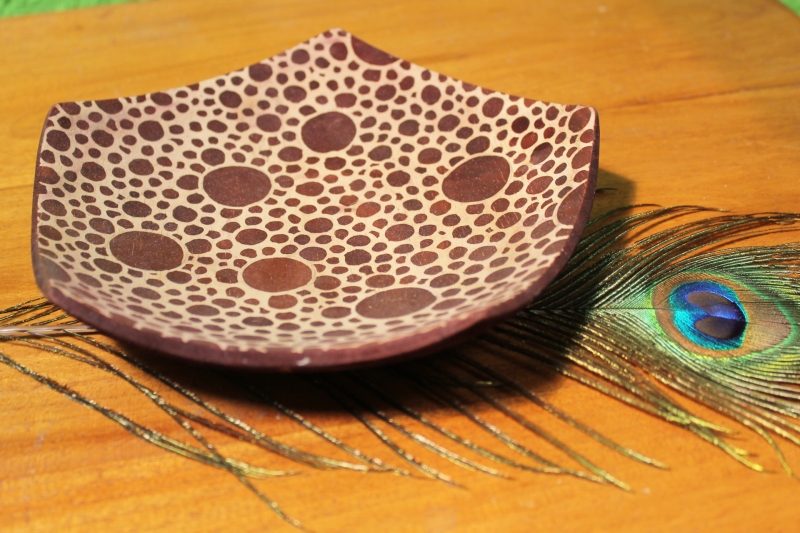 Exotische Dekoschale aus Albesiaholz - 20 cm