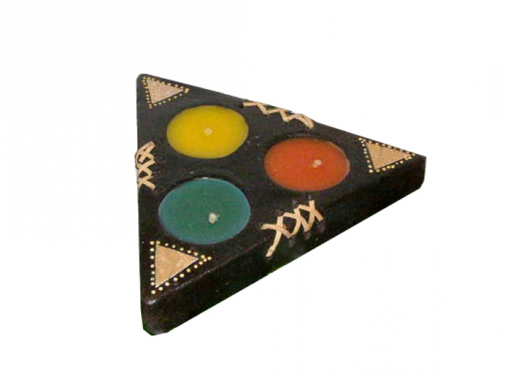 Teelichthalter Terrakotta Dotpaint-Muster Dreieck schwarz