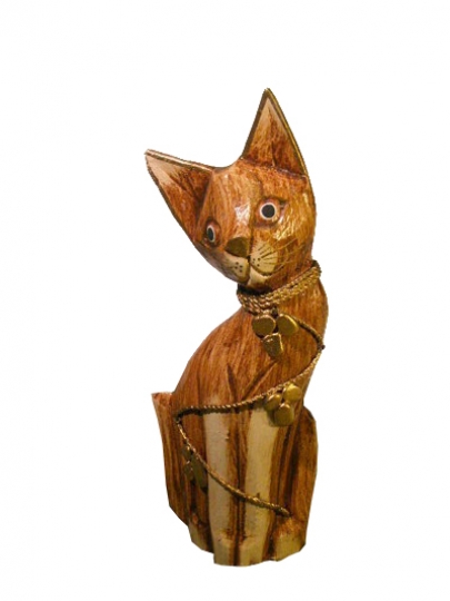 Holzfigur Katze "Goldglöckchen" 20cm