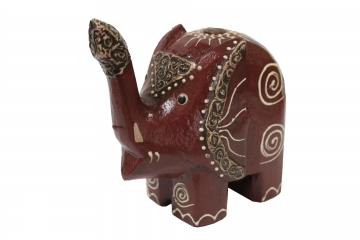 Holzfigur Elefant Glückselefant 12 cm - echte Handarbeit