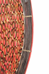 Originelle Bodenleuchte aus Bambus und Textil rot 120cm