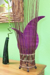 Originelle Tischlampe Faltenoptik mit Zweigen lila flieder 54 cm