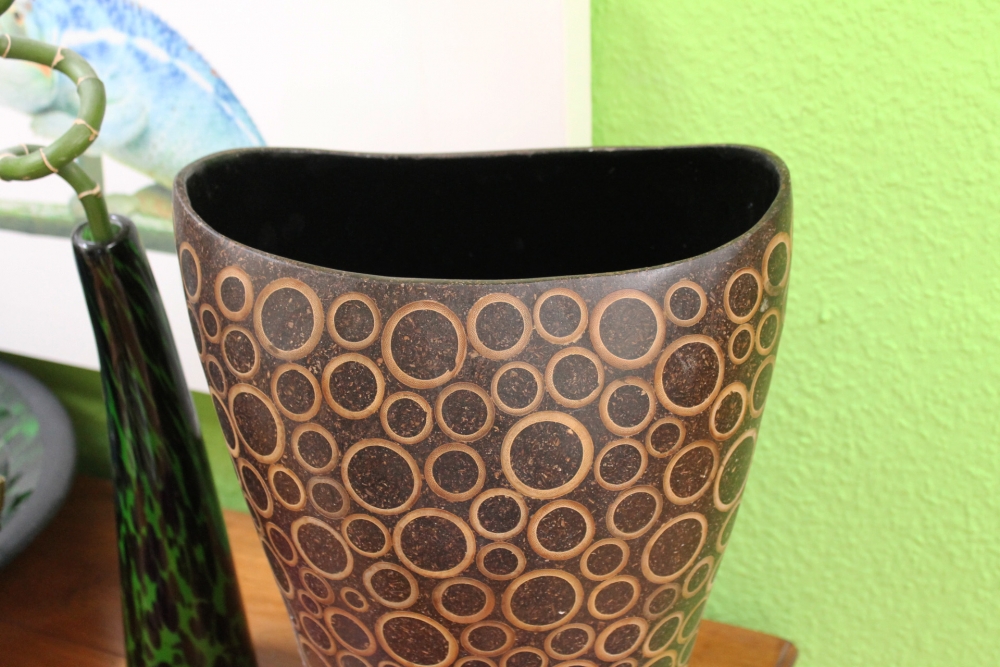 Exotische Vase aus Bambus und Kokos - 36cm